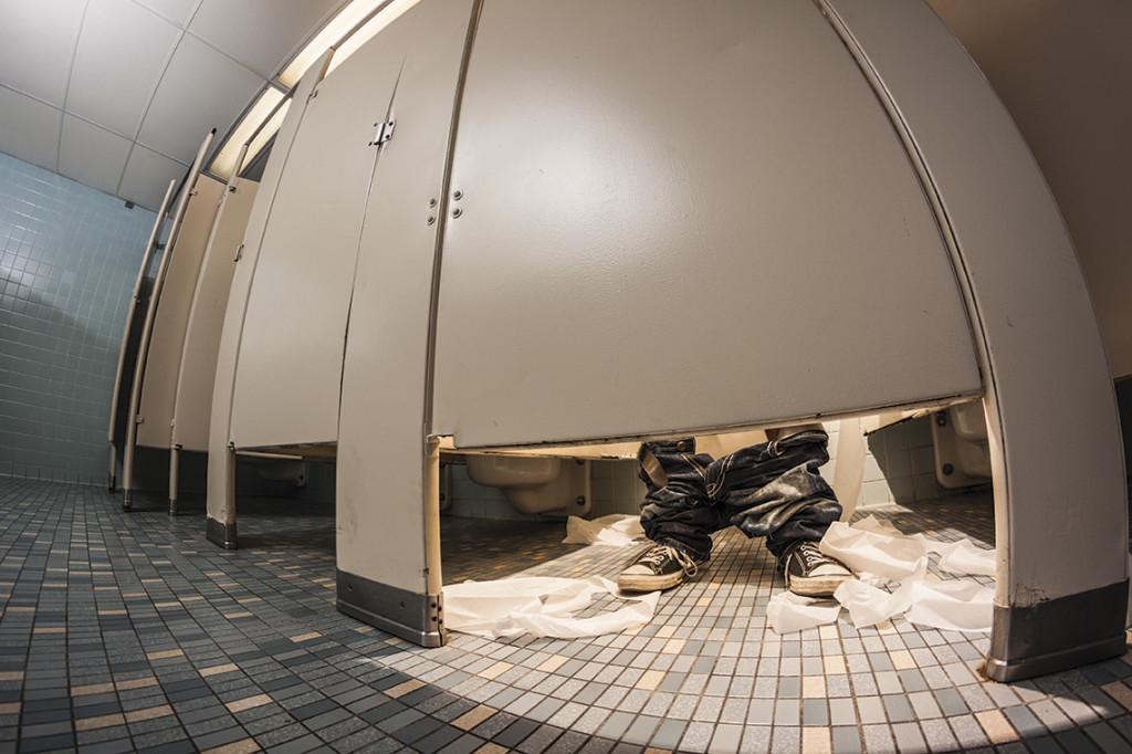 One of the many scenes in bathrooms across campuses of MATC. Excessive toilet paper, used condoms and cigarette butts can be found scattered across floors in public facilities.