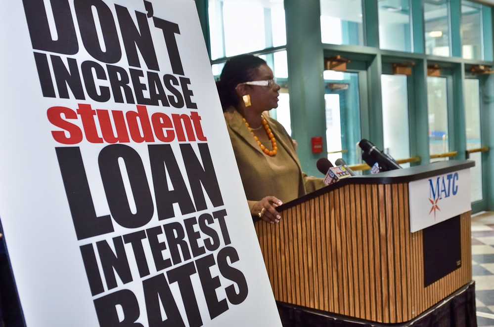 Congresswoman+Gwen+Moore+stands+with+MATC+students%3B+voicing+he+reality+that+Congress+is+trying+to+pass+a+vote+that+would+cost+greatly+on+the+Stafford+loans.