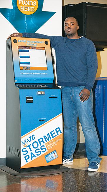 New Stormer Pass Kiosks are on their way in 
The new kiosks will not only give students the ability to manage their campus cash account on their card but also to purchase Student Life event tickets. Interactive Media program student, Charles Snowden designed the skins for the kiosks.
Great job, Charles!