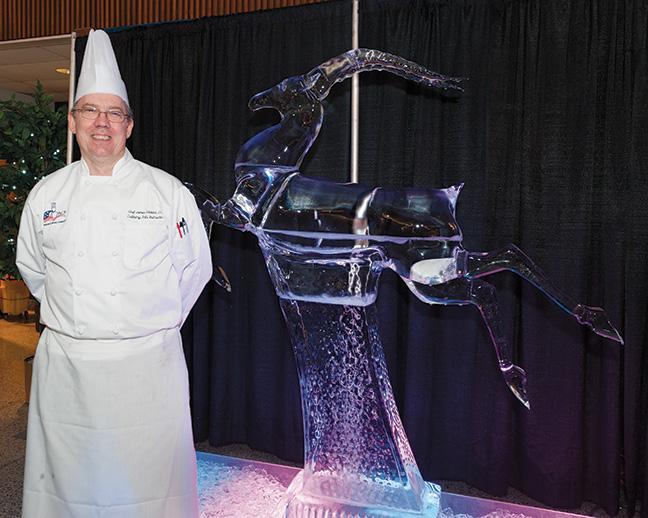 A deer ice sculpture, shaved by Chef James Udulutch, Culinary Arts Instructor, was on display for attendees to enjoy.