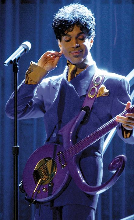 Prince performs Purple Rain as the opening act during the 46th Annual Grammy Awards show on Feb. 8, 2004 at the Staples Center in Los Angeles.  Prince died on April 21, 2016. He was 57. 