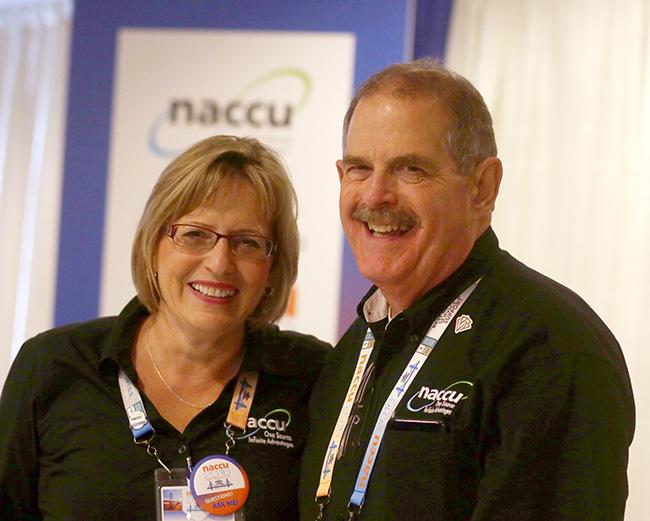 Brenda Saugstad (L) with then NACCU Executive Director Lowell Adkins.