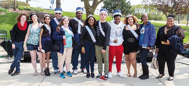The courts of Milwaukee, Mequon, West Allis and Oak Creek campuses pose together after being inducted at the MATC Spring Carnival, which was held at the Oak Creek campus on May 7.