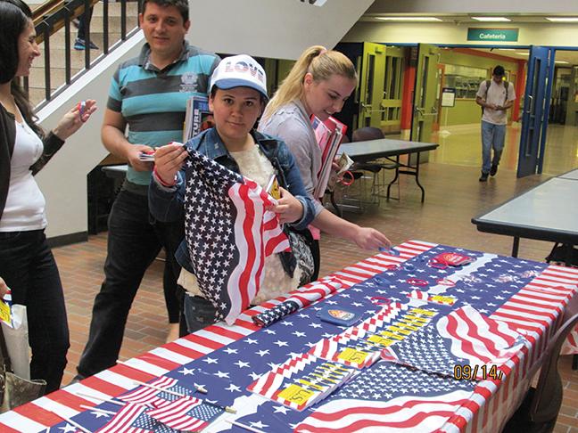 Free flags and copies of the U.S. Constitution were available to the public at the Oak Creek campus on Sept. 17.
