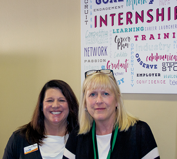 Jenny McGilligan(left) and Martha Miller are ready to help students with various internship opportunities. 