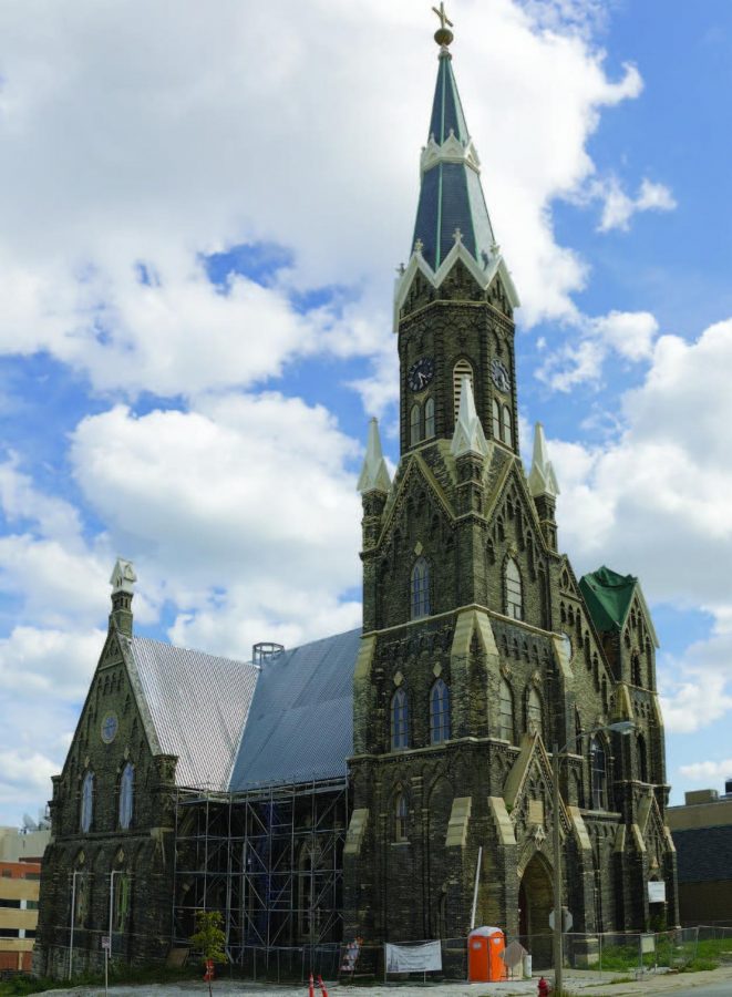 Renovation work continues at Trinity Evangelical Lutheran Church on Ninth St. and Highland Ave., one year after a fire caused over $17 million in damage. In our next issue, the Times will go inside the 140-year-old church for an exclusive look and discuss renovations with its