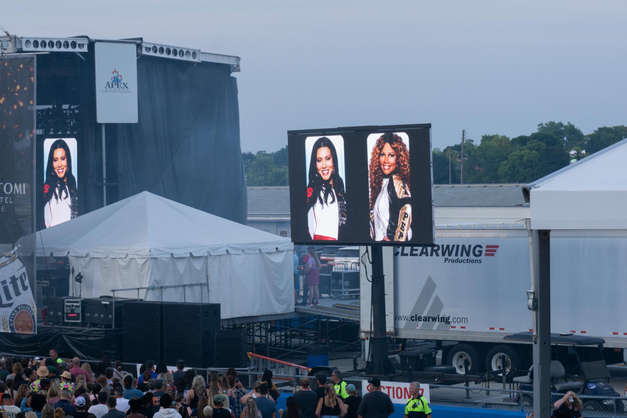 A large screen on the right of the stage during Salt-N-Pepa’s performance at Wisconsin State Fair on August 4.