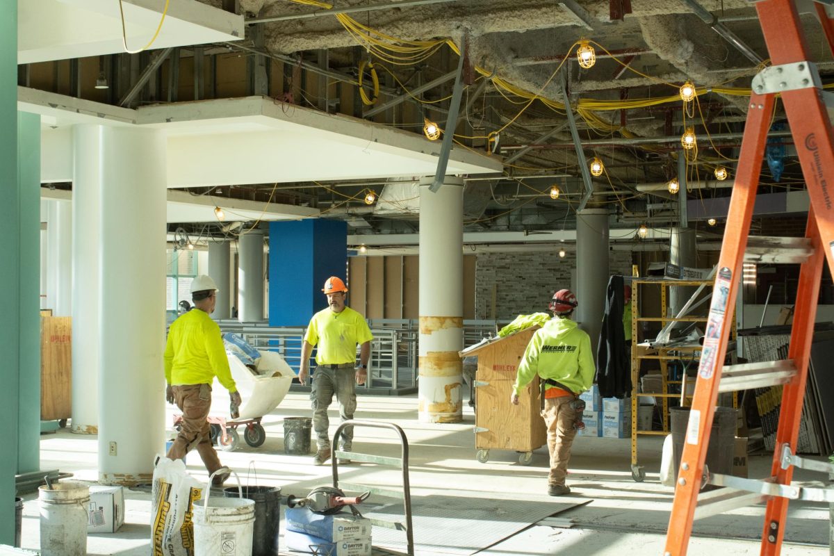 Construction crews are busy on the third floor of the S Building working on two projects: the new elevator and the new Student Lounge and Rec Center. 