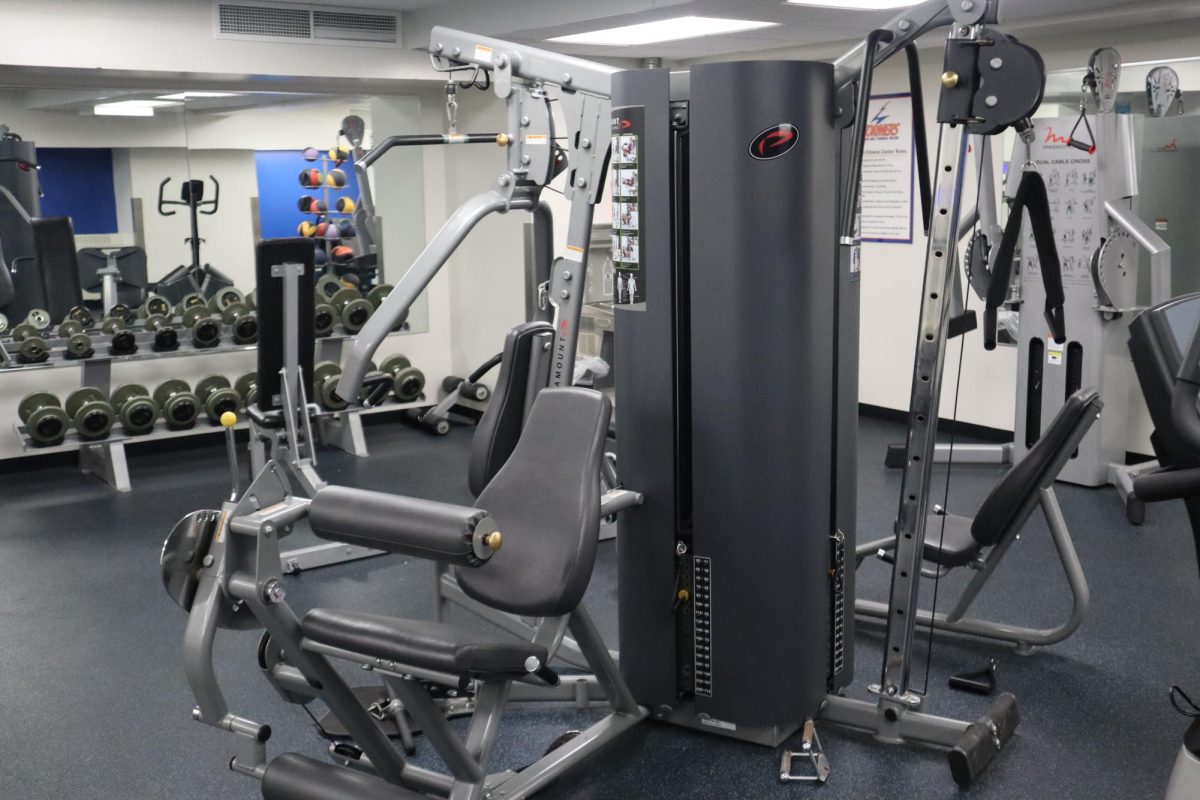 The Fitness Center in the basement of the M Building at the Downtown Campus offers students free use of equipment for their workouts.