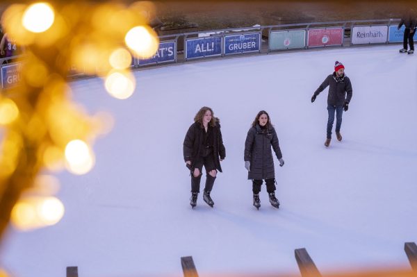 Family and friends enjoy skating at Red Arrow Park in downtown Milwaukee. You can skate for FREE if you bring your own ice skates, otherwise you can rent skates. The rink, located at 920 N. Water St., is open at 11 a.m. daily for those who have their own skates. 