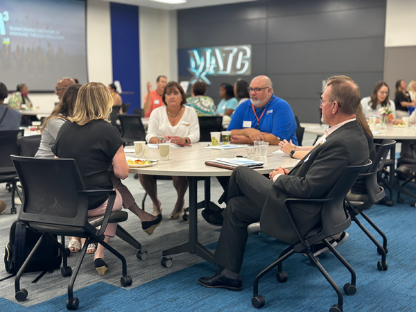 There are many networking opportunities at MATC. This is an Employer Appreciation Breakfast for M-Cubed, a partnership with MPS, MATC and UWM. The event was held to thank employers and organizations for creating work-based learning experiences for students in Milwaukee.