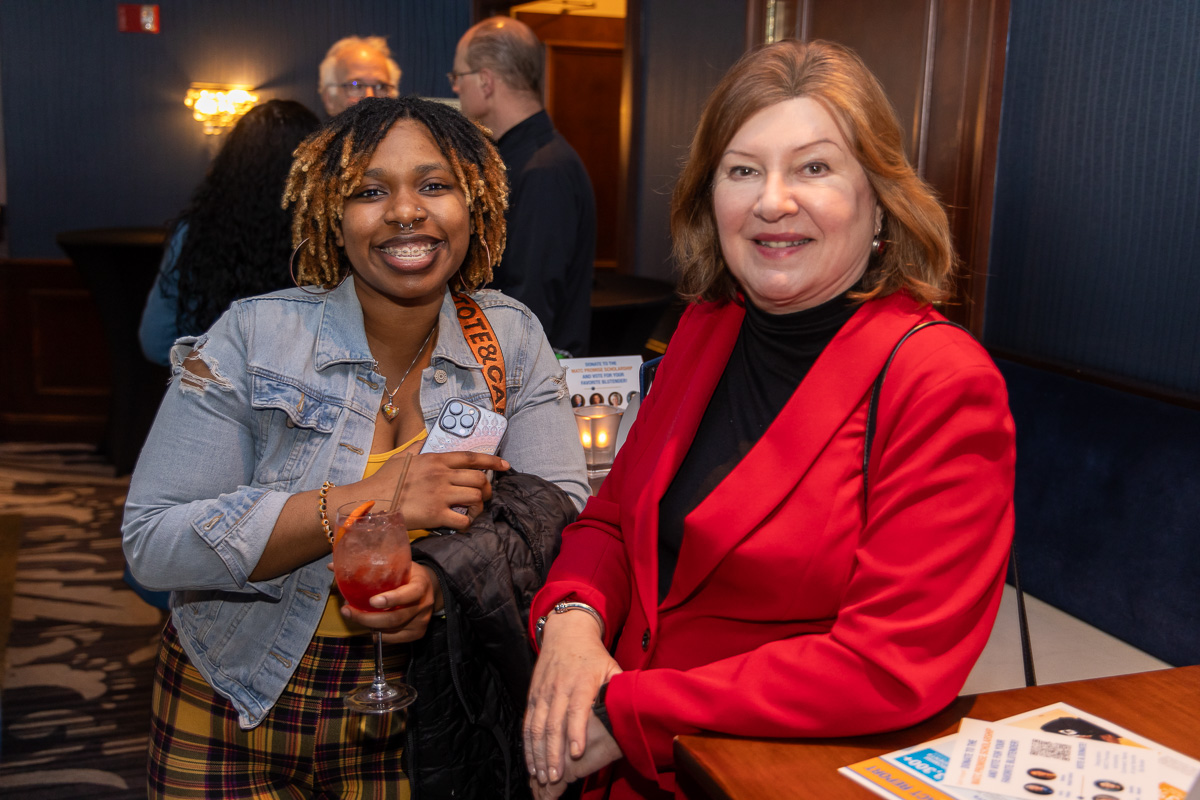 Dr. Vicki J. Martin and MATC student Gabrielle Armon-Wickers at the MATC Foundation’s BluTender event, a March 2024 fundraiser at the Pfister to support the MATC Promise scholarship. Photo courtesy of MATC Photographer/ Videographer Tim Evans.