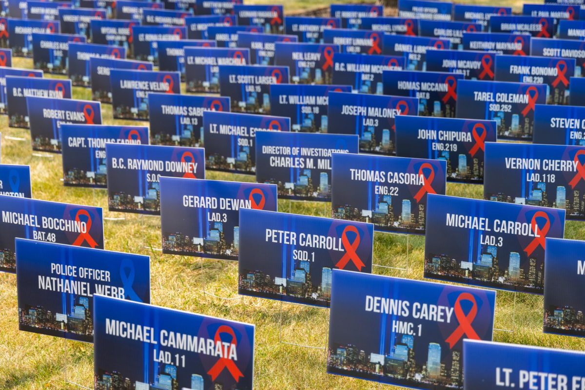 The ground on MATC's Oak Creek Campus featured the names of first responders who lost their lives in the 9/11 terrorist attacks on the United States. Photo courtesy of Tim Evans, MATC Marketing & Communications