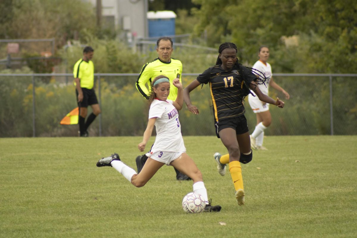 Stormers Women's Soccer midfielder #3 Lia Peterson during a game against Black Hawk College.