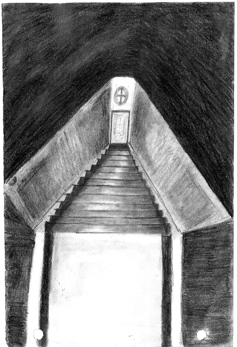 Reni Brown's illustration of the creepy stairs in her grandmother's home.