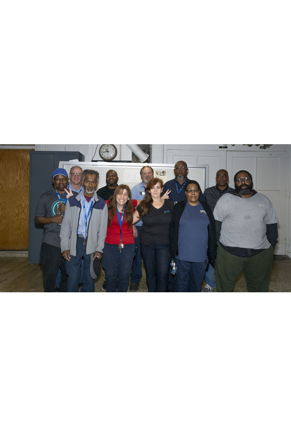 Downtown Campus 1st shift Facilities staff members (back row, left to right): Jeff Davis, David Sherrill (Director), Mike Clay (Manager), Dean Zimmerman, Alvin Ray, Clifford Watson, (front row, left to right): Jerry Key, Edna Prochaska, Irene Nimmer, Dorinda Clark, Michael Clinton. Names of those who aren't in the picture: Angela Kyles, Dewayne Lee, Quentin Trice, Joe Hines, Derrow Hynes, Forshe Vushn, Robert Insram, Sheryl Lawson, David Mahnke, Yoshiko Janzen, Jame Binseheimer.