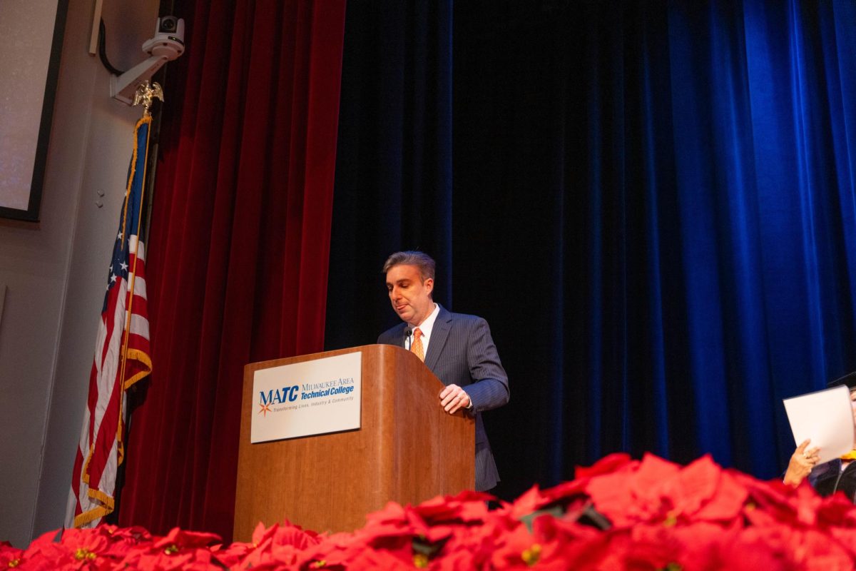 MATC President Dr. Anthony Cruz speaks at the GED/HSED graduation ceremony on December 17, 2024.