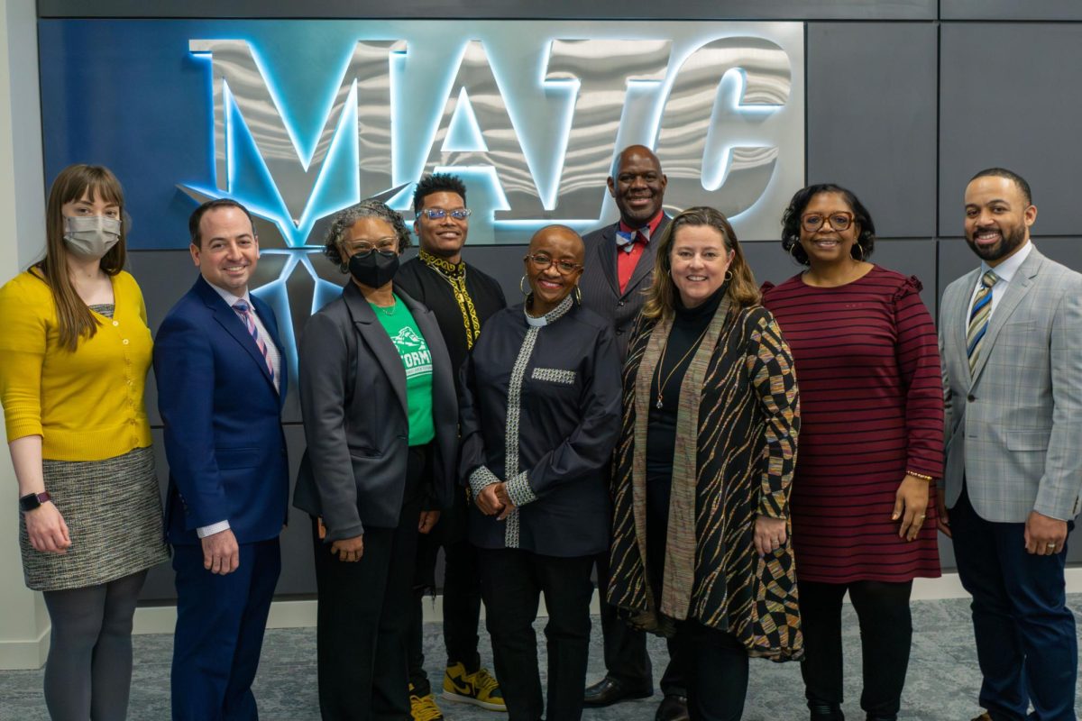 MATC’s staff and faculty pose for a picture with Rev. Nontombi Naomi Tutu during the Dr. Martin Luther King Jr. birthday celebration on January 15, 2025. 