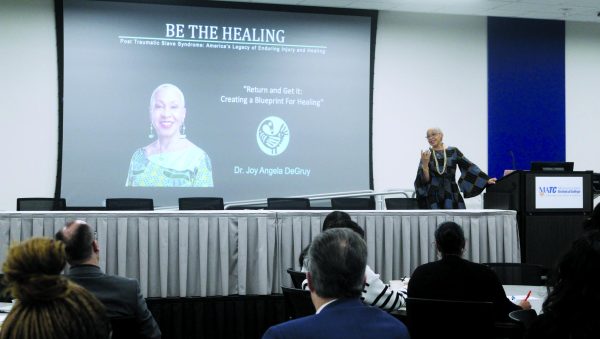 Keynote speaker and author of “Post Traumatic Slave Syndrome,” Dr. Joy Angela DeGruy at MATCs National Day of Racial Healing.