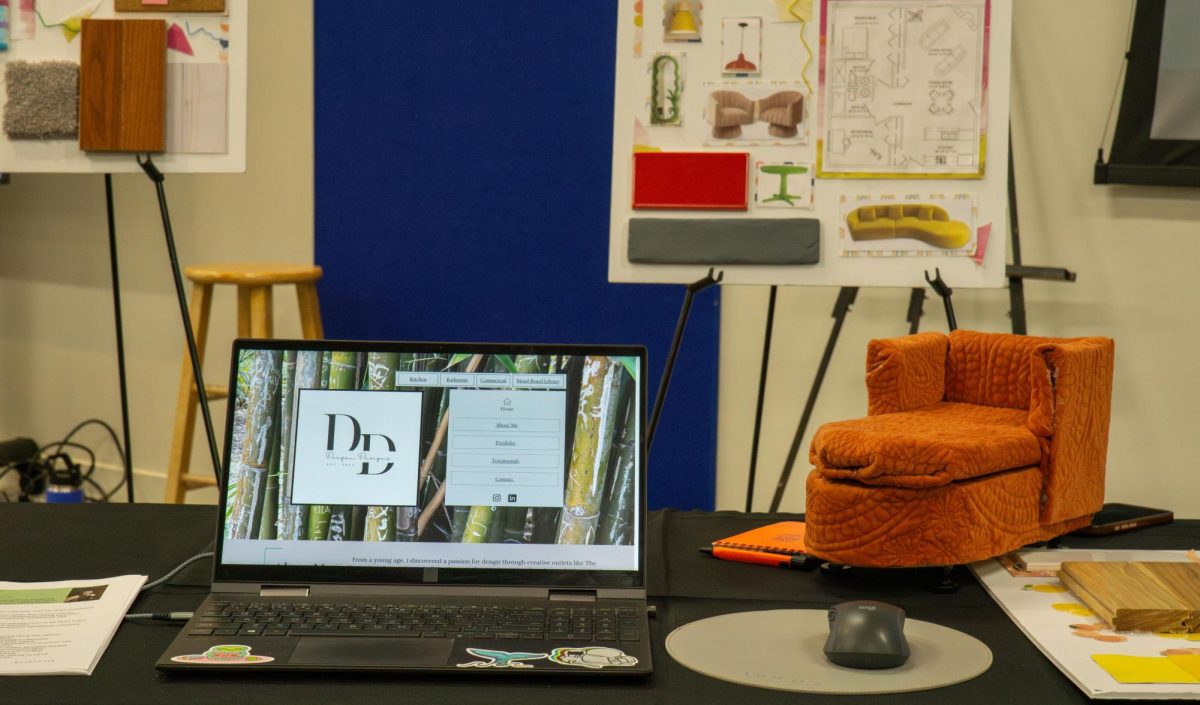 Interior design students’ display during the Create the Spark, portfolio night, May 8. 2025.