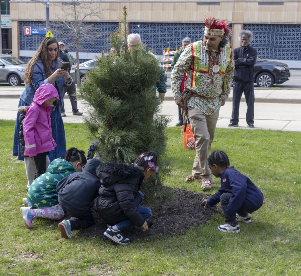 The Peace Tree Planting Ceremony outside of the Health Building located at the Downtown Campus. April 25, 2025. 