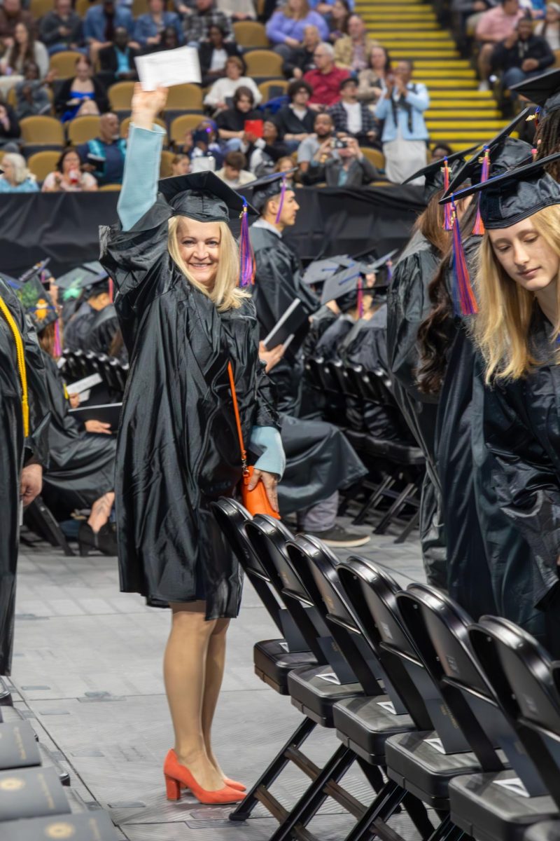 MATC Times Photographer Iryna Levit is all smiles about receiving her degree at Panther Arena on May 17, 2025.