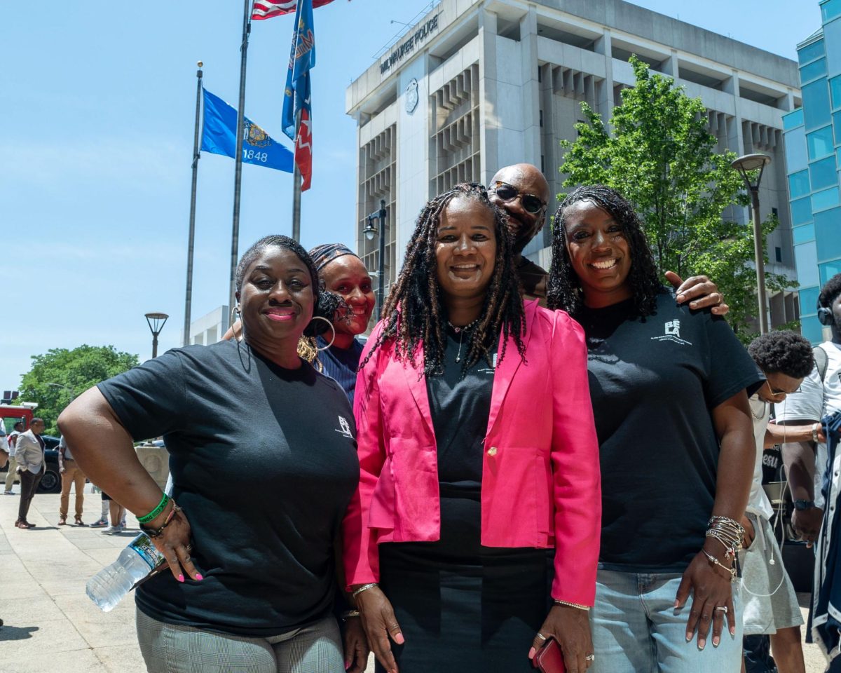Representatives of the Black Excellence Leadership Alliance (BELA) members Diane Sanders, Dr. Valencia Brown, Dr. Janay Alston-Burnett and Sir G during the Juneteenth Flag Raising Ceremony. Tuesday, June 17, 2025.