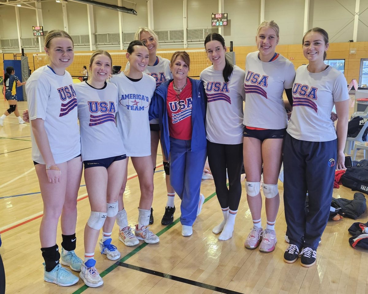 The U.S. women's volleyball team, along with MATC women's volleyball coach Michel DeLisle. Photo shared by coach DeLisle.