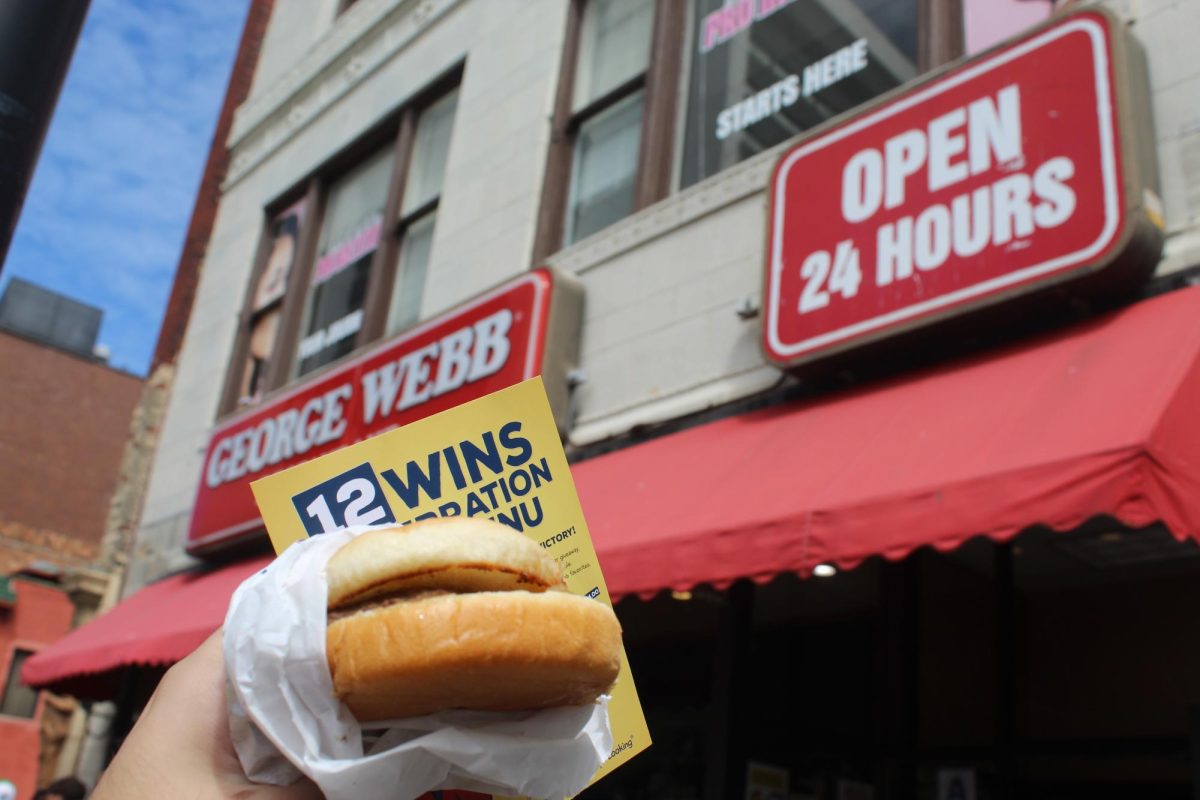 People got free burgers at George Webb restaurants today to celebrate the Brewers 12-game winning streak.