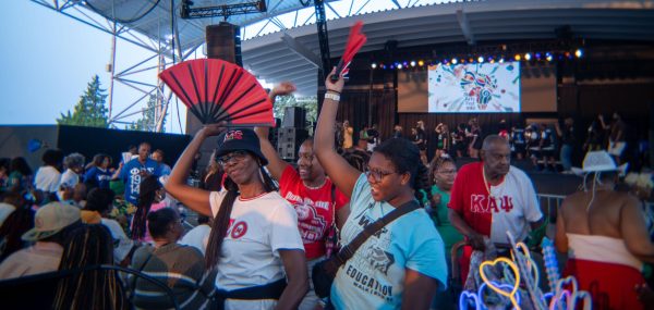 The crowd dances to Boots on the Ground at the Black Arts Fest on the Summerfest grounds. August 2, 2025