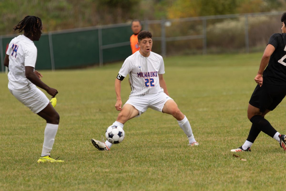 Sophomore mid fielder #22 Giovanni Guerrero in a match against Kishwaukee College on October 15, 2025.