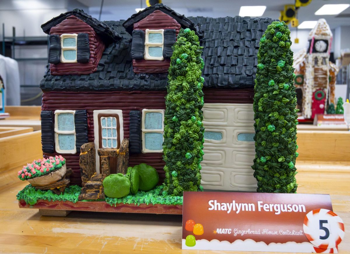 A gingerbread house made by Shaylunn Ferguson, a Baking & Pastry Arts student at MATC won an Honorable Mention award.