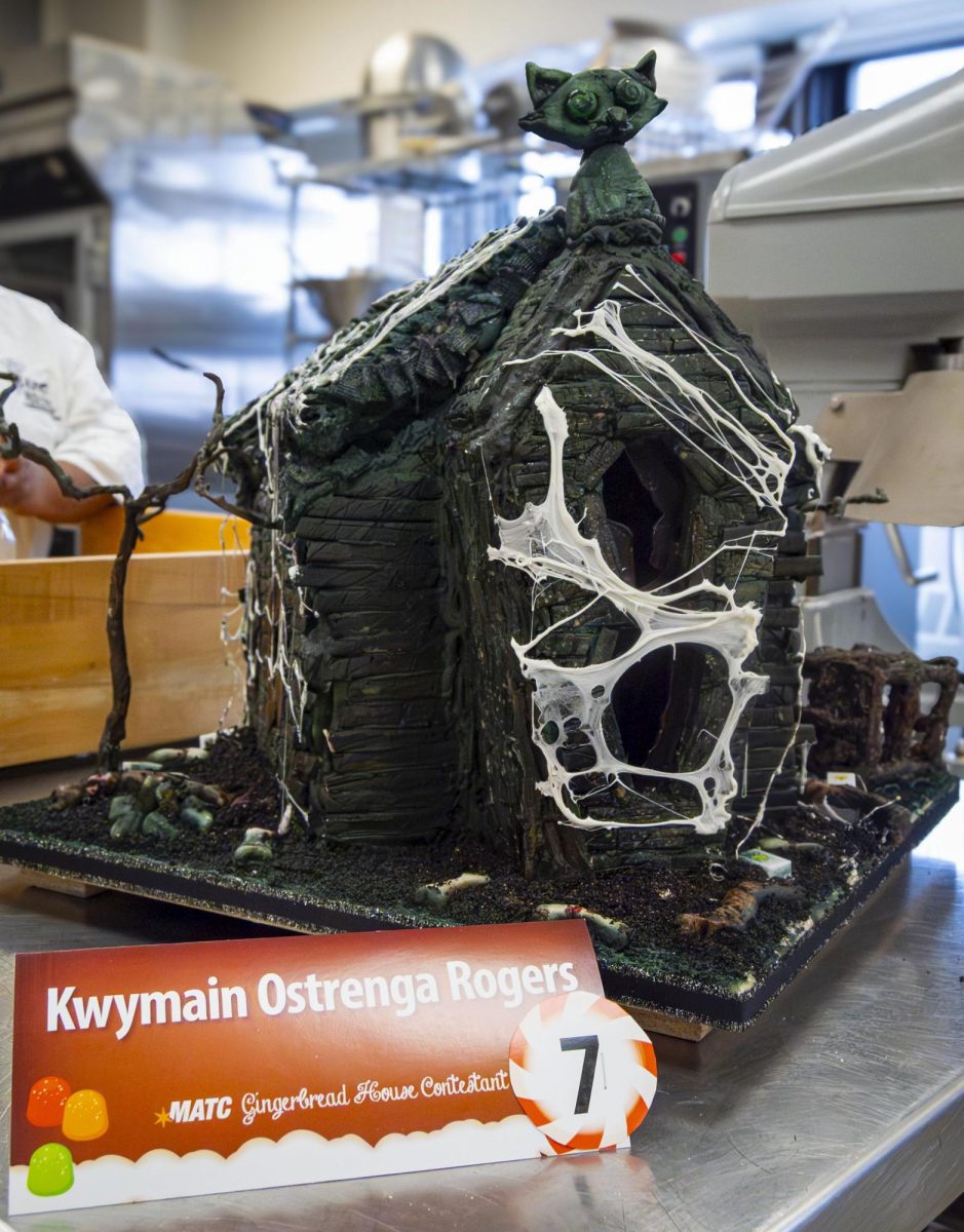 A gingerbread house made by Kwymain Ostrenga Rogers, a Baking & Pastry Arts student at MATC.