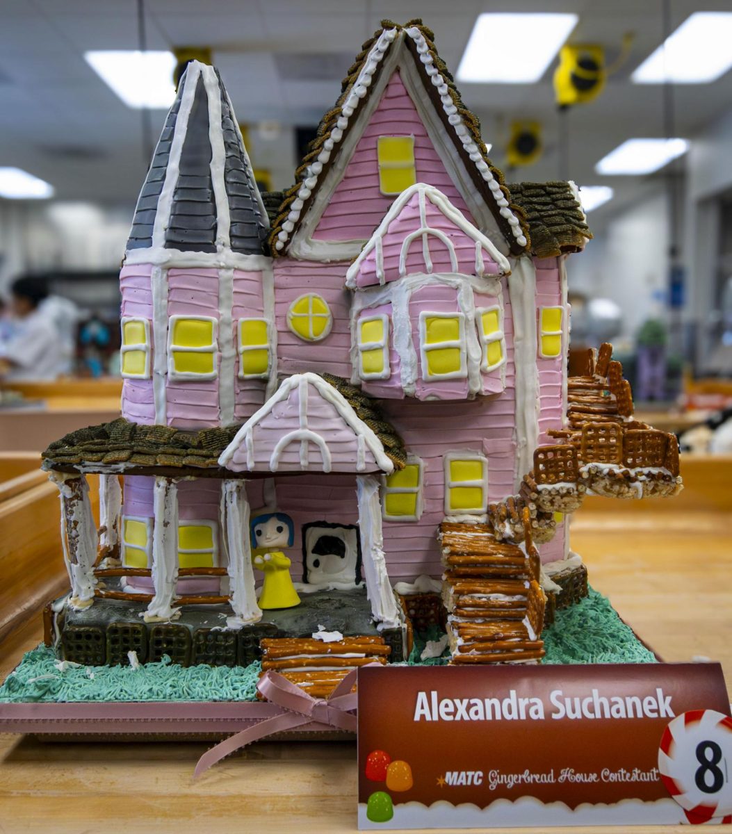 A gingerbread house made by Alexandra Suchanek, a Baking & Pastry Arts student at MATC.