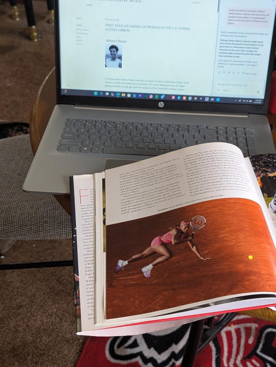 In the foreground, a photo of Althea Gibson in her 1959 memoir. 
