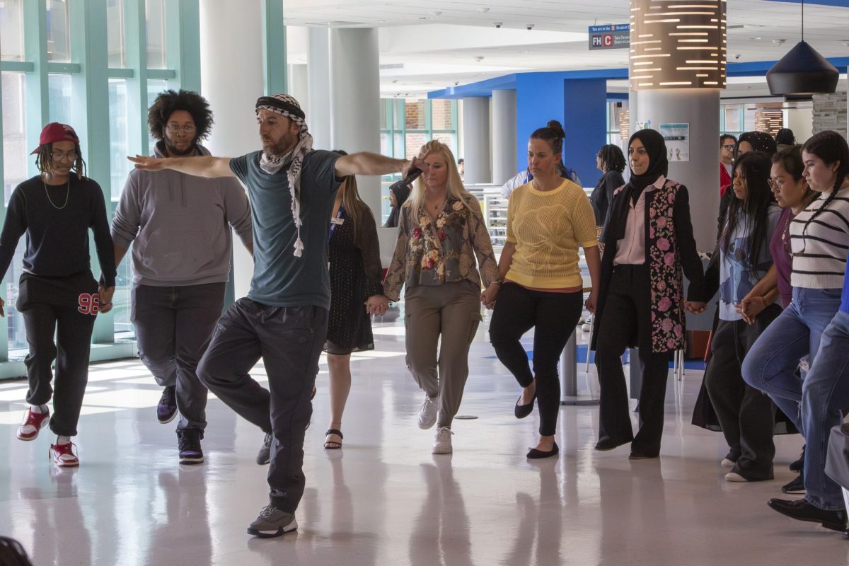 Dabkah dance instructor Mohammed Darawsha instructs a group of students, April 16, 2026.