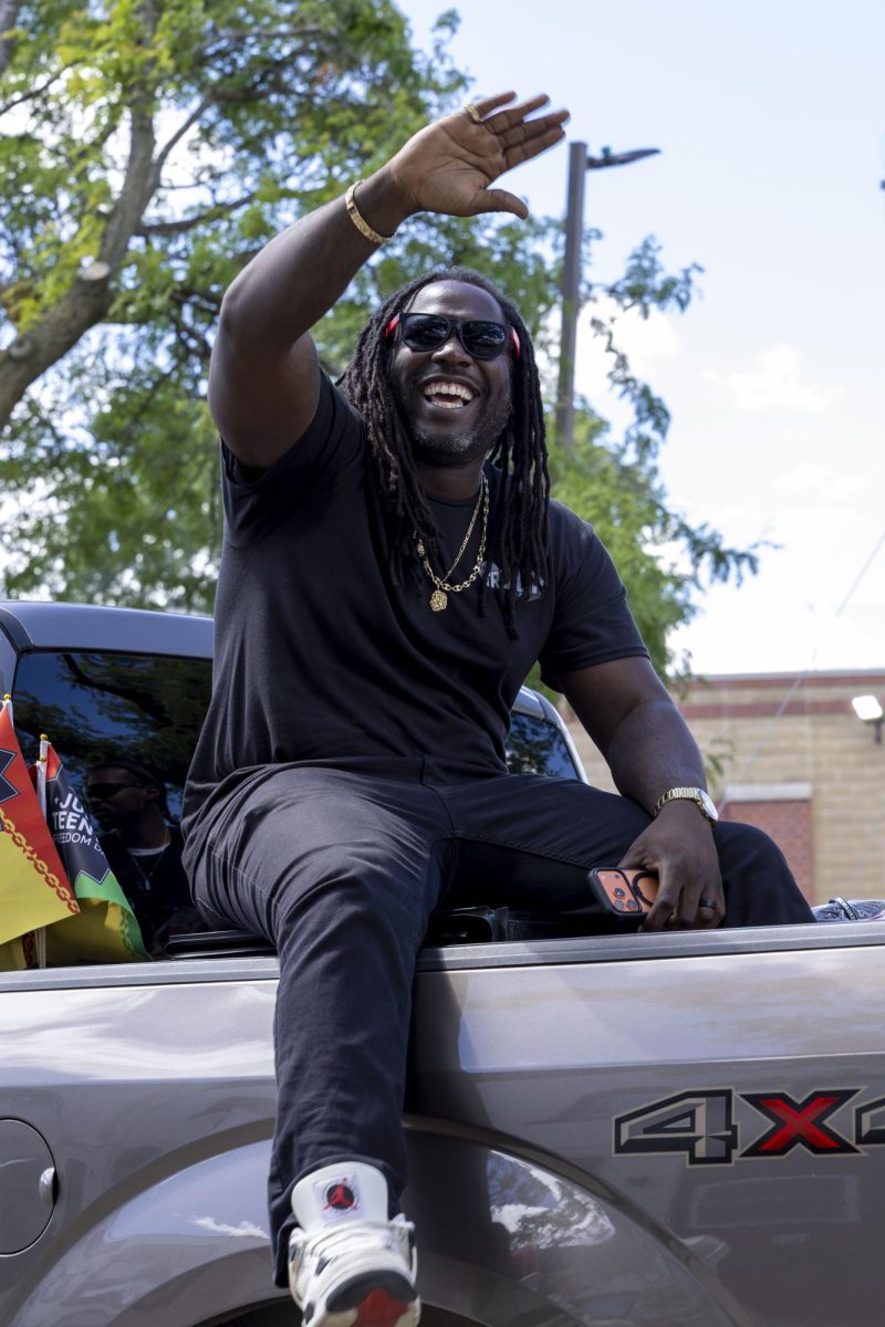 Rapper and community activist Ray Nitty participates in the 2026 Juneteenth Jubilee Parade 