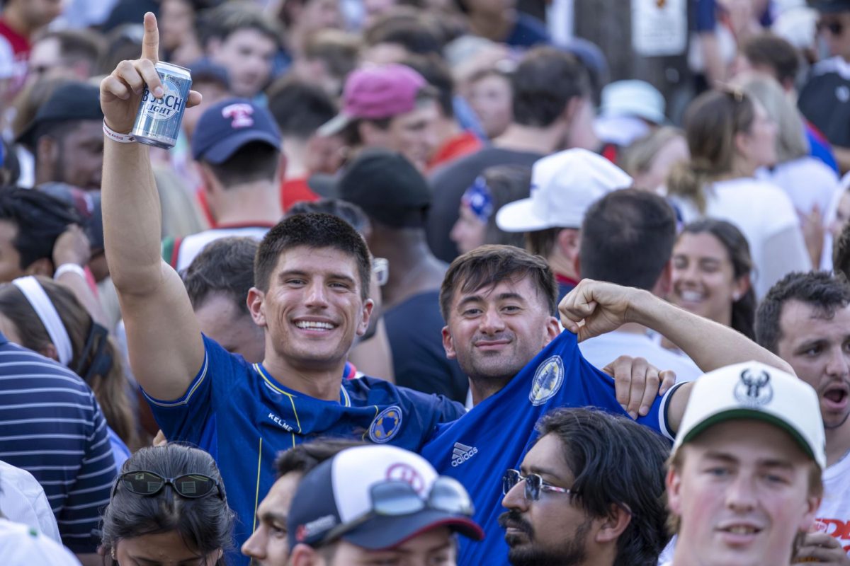 Bosnia and Herzegovina fans stick out in the crowd
