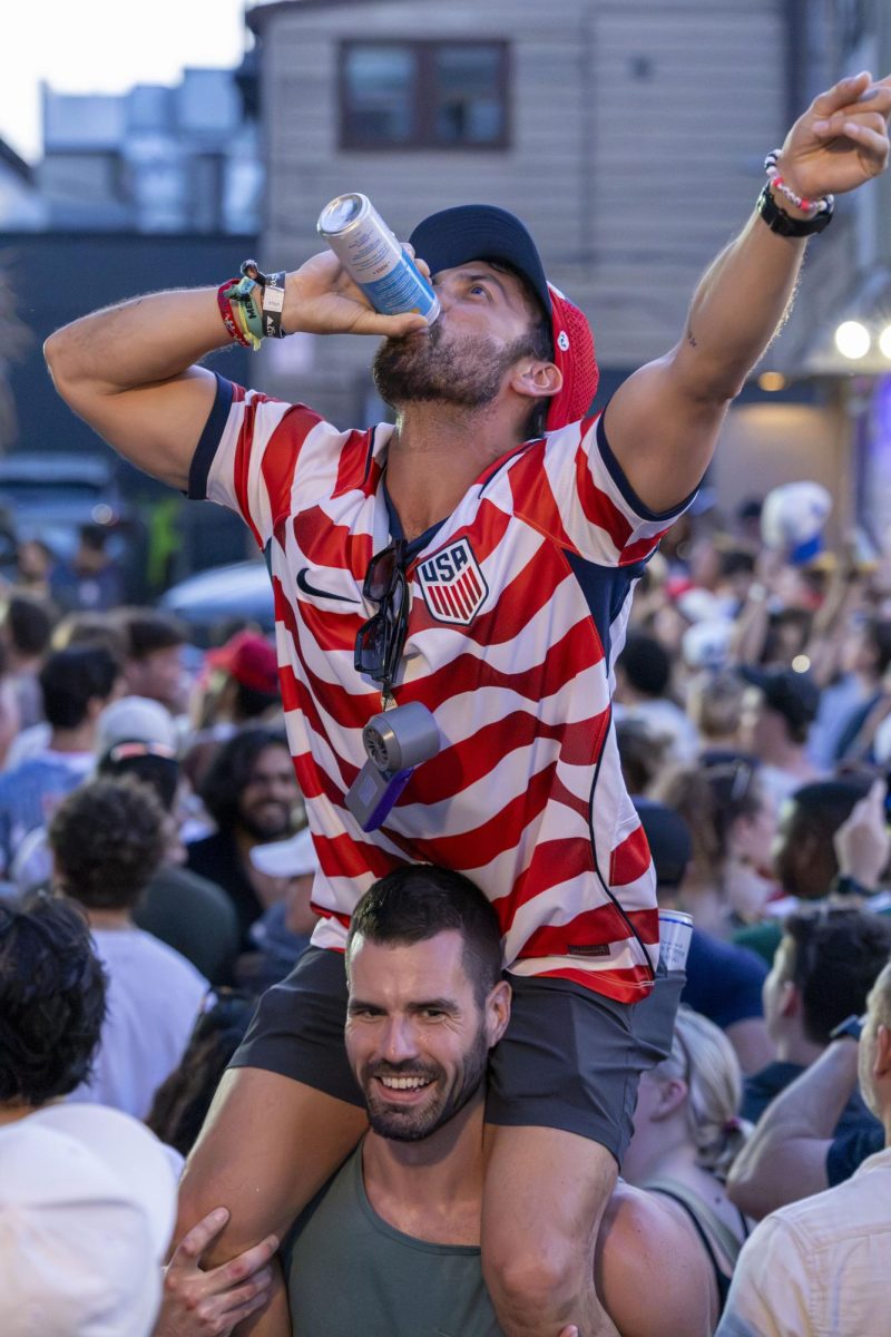 Fan celebrates the second goal of US' 2-0 victory of Bosnia and Herzegovina
